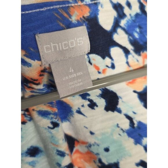 Chico's Watercolor Floral Tee Women's Size XXL Stretchy Soft 3/4 Sleeves - Picture 4 of 6